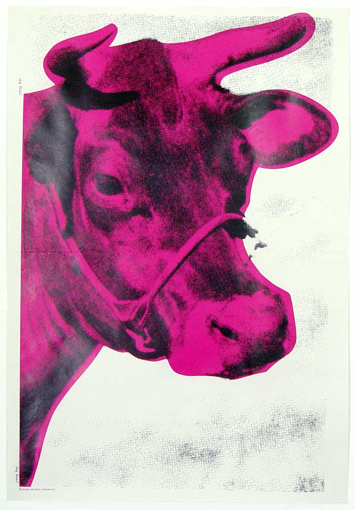 ANDY WARHOL, Cow, 1976 [wallpaper; red on black and white]