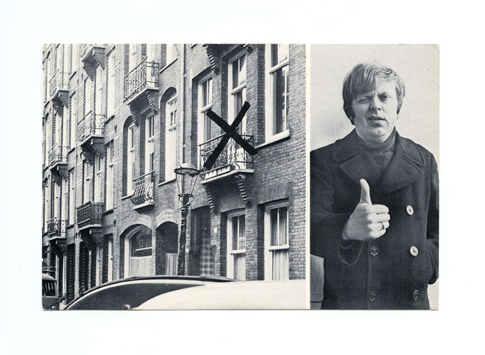 JAN DIBBETS, On May 9 (friday),… , 1969 [“X” postcard] | The Archive is  Limited